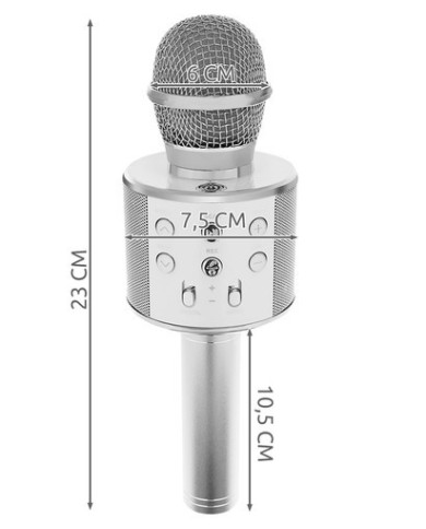 Karaoke mikrofon zvočnik siv