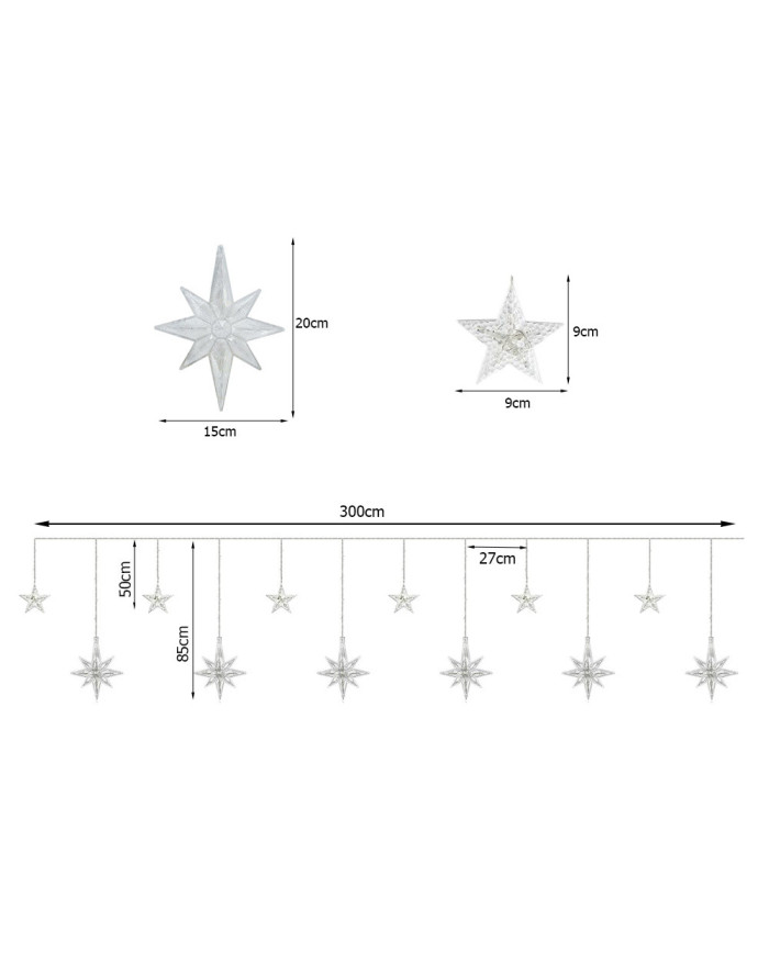 copy of Novoletne lučke svetlobna zavesa 138 LED toplo bela USB zvezde