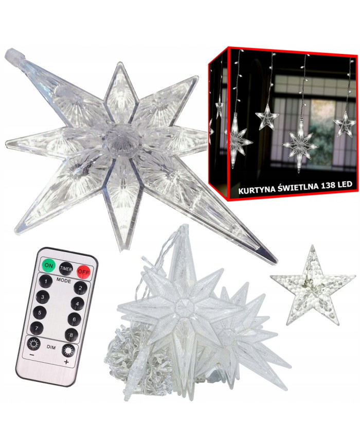 copy of Novoletne lučke svetlobna zavesa 138 LED toplo bela USB zvezde