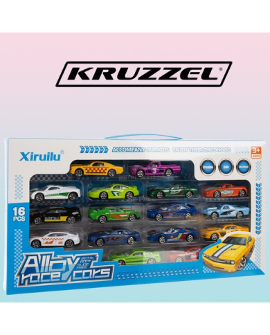 16 delni set kovinskih pisanih avtomobilčkov