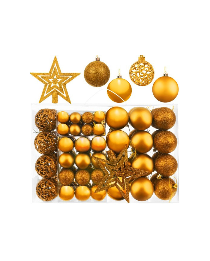 Komplet zlatih božičnih kroglic 100 kosov + zvezda