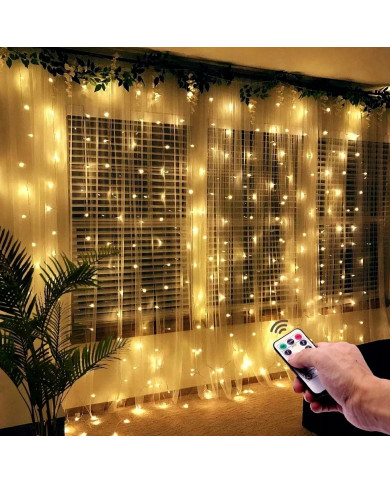 LED svetlobna zavesa z daljinskim upravljalnikom, IP65, topla bela