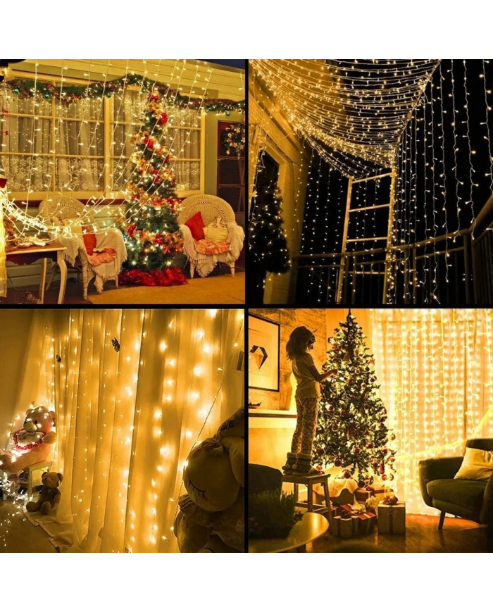 LED svetlobna zavesa z daljinskim upravljalnikom, IP65, topla bela