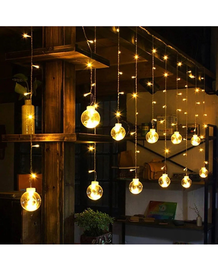 LED svetlobna zavesa kroglice toplo bela 3m