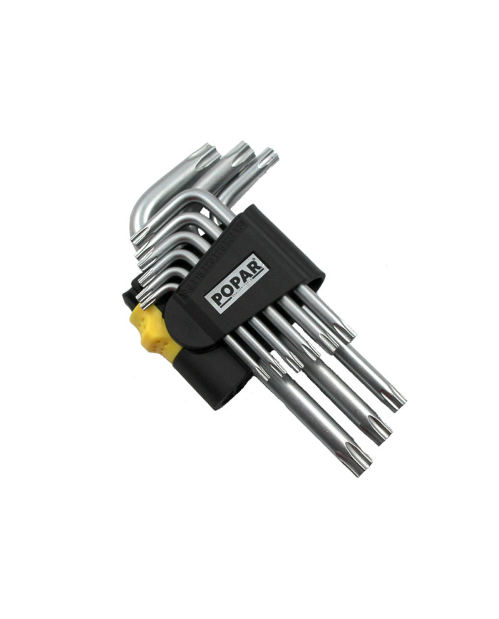 KLJUČI TORX Kratki, v garnituri TX z luknjo, POPAR TX10-TX50/9kos