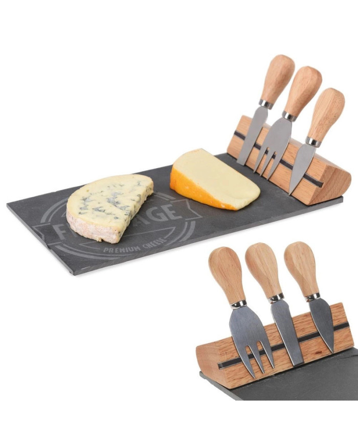 Deska za sire z noži kamnita 4 el.