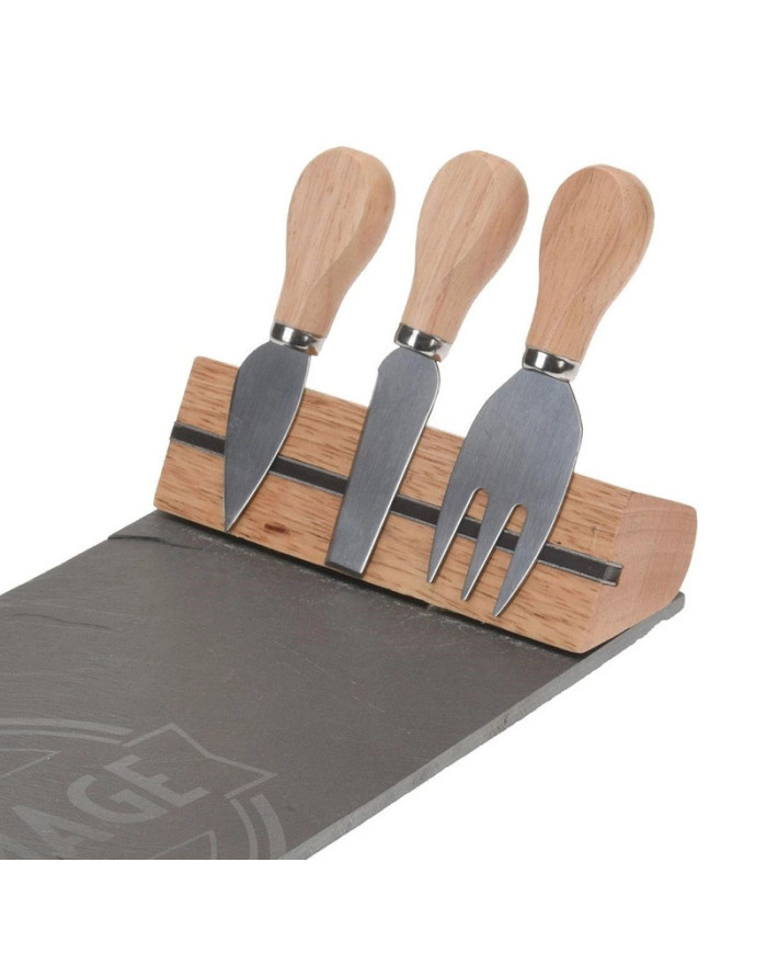 Deska za sire z noži kamnita 4 el.