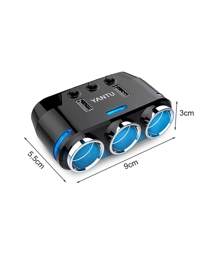 Avto vtičnica razdelilec in 2x USB polnilec 2-24V