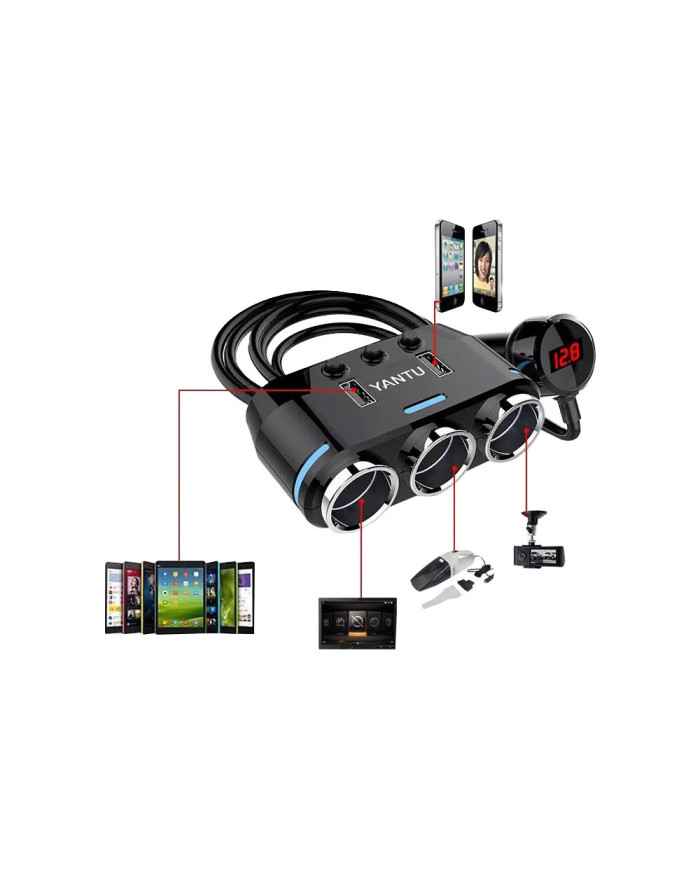 Avto vtičnica razdelilec in 2x USB polnilec 2-24V