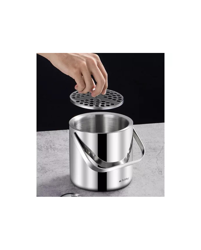 Inox set posode za led – vedro 1,3L + klešče + žlica