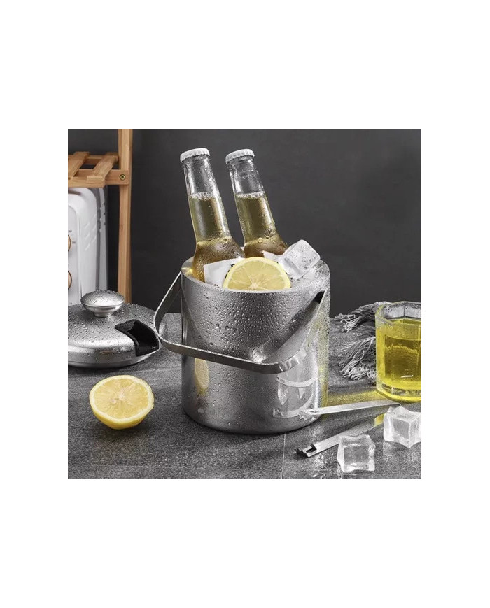 Inox set posode za led – vedro 1,3L + klešče + žlica