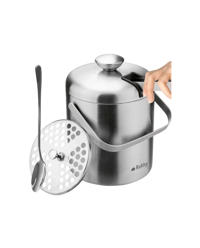 Inox set posode za led – vedro 1,3L + klešče + žlica