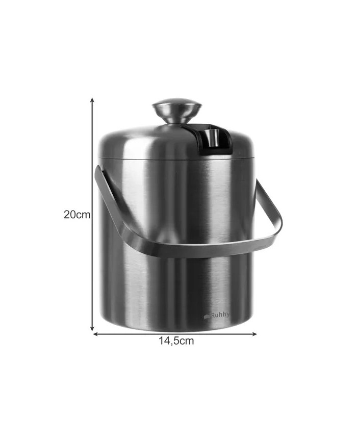 Inox set posode za led – vedro 1,3L + klešče + žlica