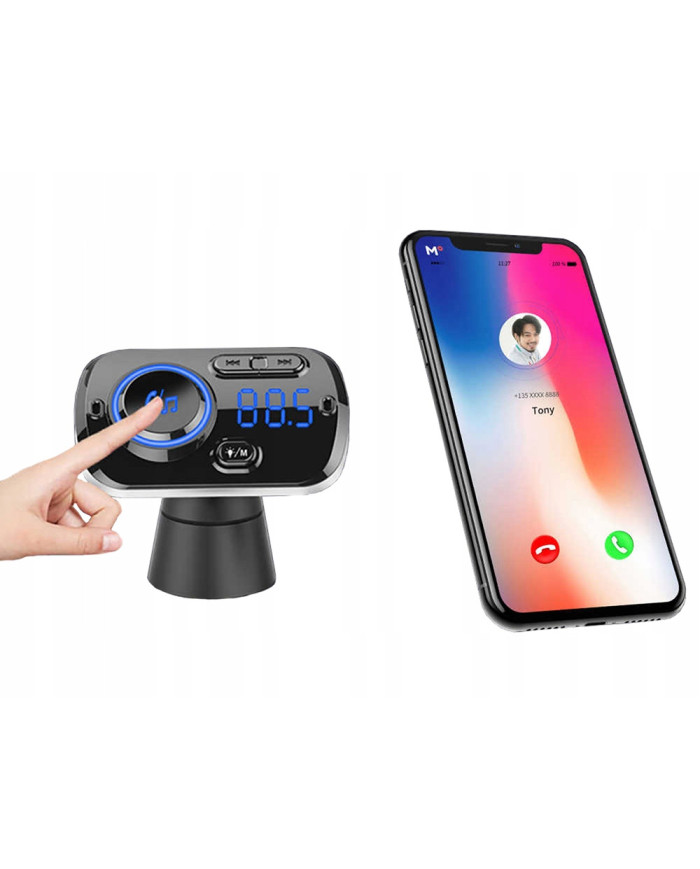 Avto FM oddajnik SD bluetooth 2x USB 12-24V LED RGB