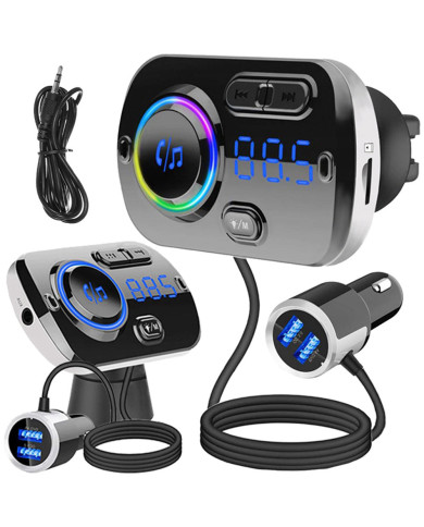 Avto FM oddajnik SD bluetooth 2x USB 12-24V LED RGB