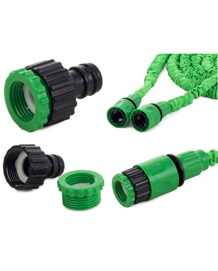 Raztegljiva vrtna cev za zalivanje z brizgalno pištolo 15 m - zelena
