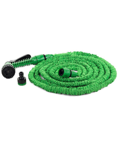Raztegljiva vrtna cev za zalivanje z brizgalno pištolo 15 m - zelena