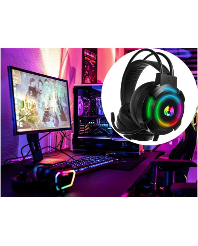 LED RGB igralne slušalke 5.1 z mikrofonom USB AUX + adapter