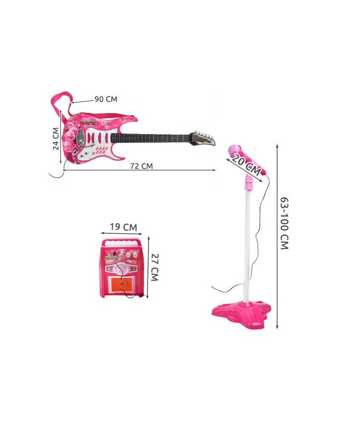 Otroški set LED električne kitare mikrofona in ojačevalca MP3 roza