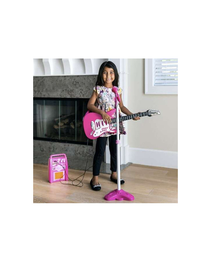 Otroški set LED električne kitare mikrofona in ojačevalca MP3 roza