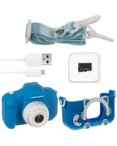 Otroški fotoaparat modri 32GB miniSD kartica