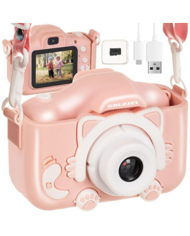 Otroški fotoaparat roza 32GB miniSD kartica