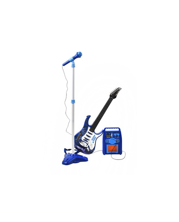 Otroški set LED električne kitare, mikrofona in ojačevalca MP3 – modra