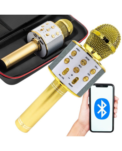 Karaoke mikrofon zvočnik zlat