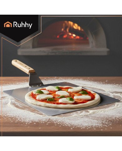 Inox lopar za pico 47cm leseno držalo + silikonska rokavica