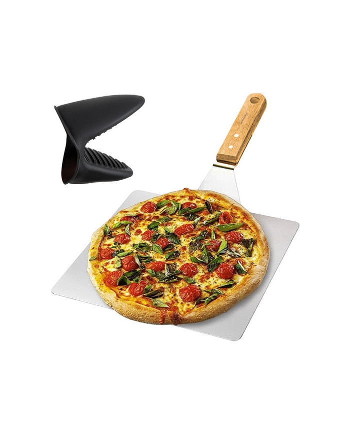 Inox lopar za pico 47cm leseno držalo + silikonska rokavica