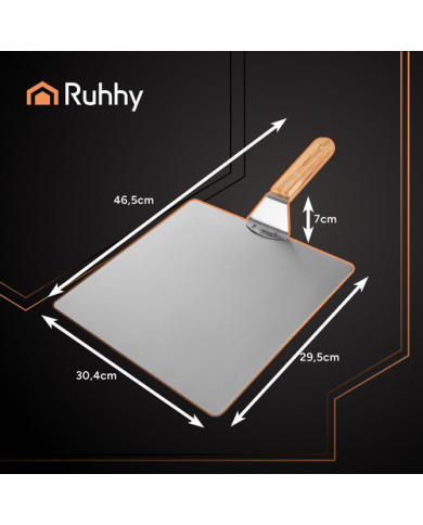 Inox lopar za pico 47cm leseno držalo + silikonska rokavica