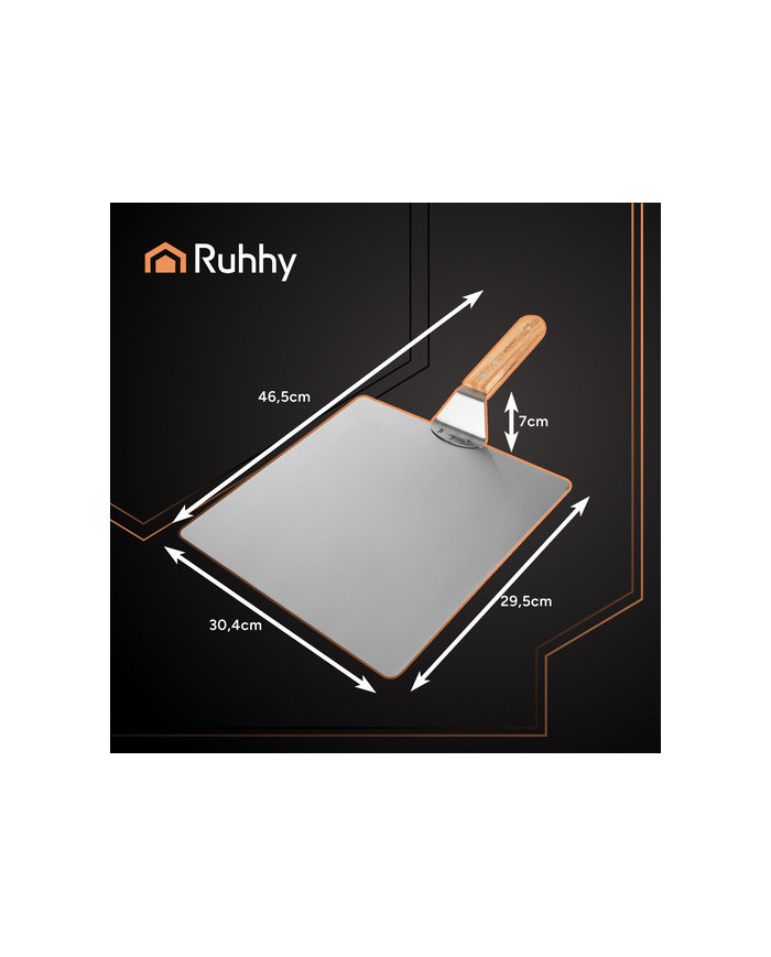 Inox lopar za pico 47cm leseno držalo + silikonska rokavica