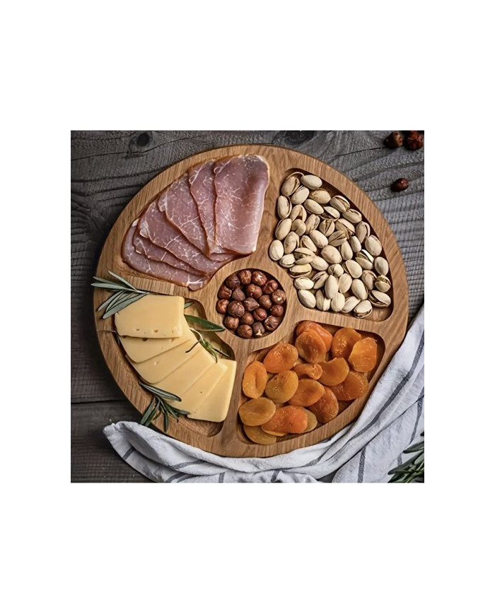 Bambusova servirna vrtljiva deska za narezek 33cm