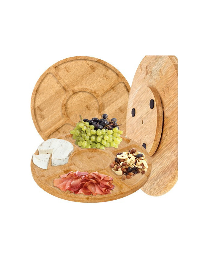Bambusova servirna vrtljiva deska za narezek 33cm