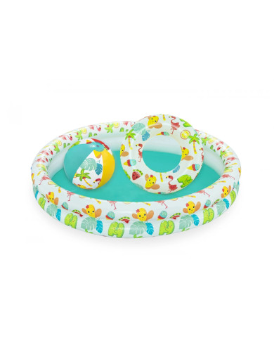 Napihljiv bazen za otroke 122x20cm z dodatkom plavalnega obroča in napihljive žoge