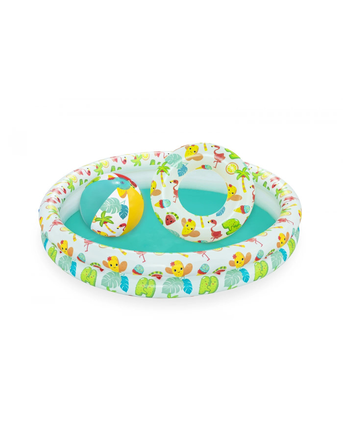 Napihljiv bazen za otroke 122x20cm z dodatkom plavalnega obroča in napihljive žoge