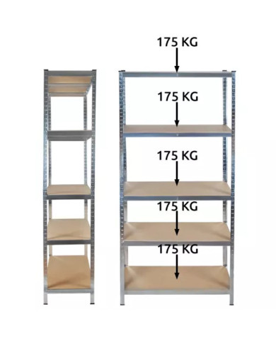 Kovinski skladiščni regal 180x90x40cm brez vijakov 175kg