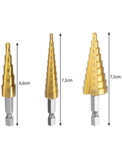 Set stožčastih svedrov HSS HEX konusna povrtala smrekica 3-20mm