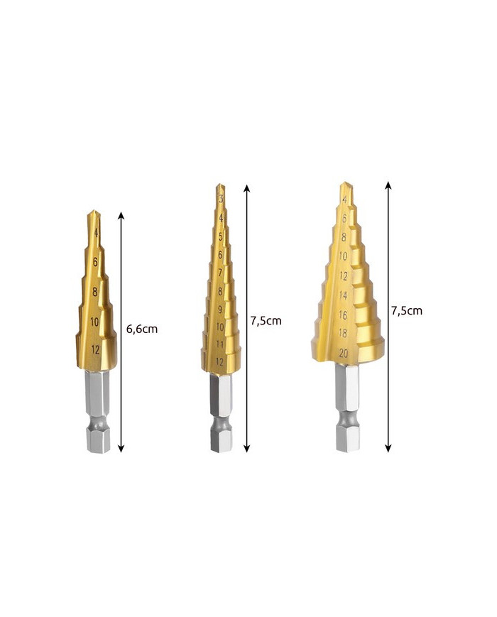 Set stožčastih svedrov HSS HEX konusna povrtala smrekica 3-20mm